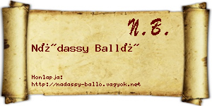 Nádassy Balló névjegykártya